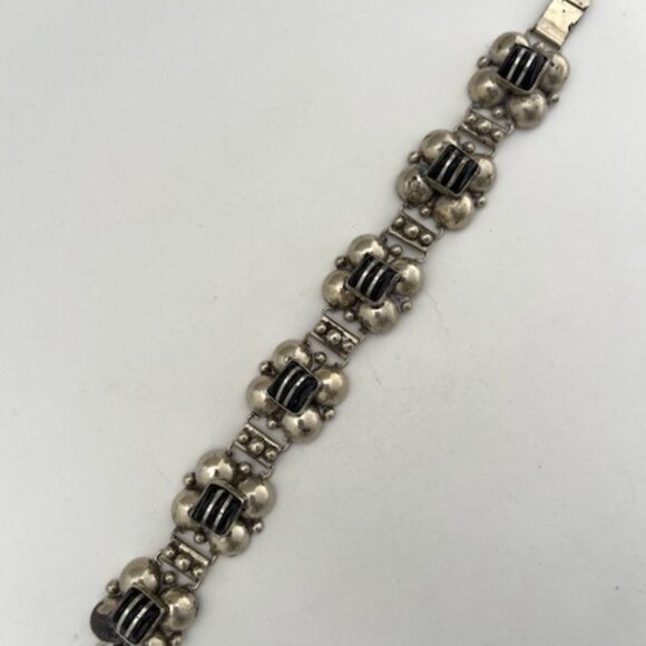 Vintage TAXCO Silver And Onyx Bracelet Mexico